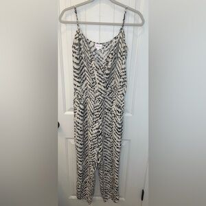 Parker 100% Silk Zebra Print Wrap Jumpsuit Size M